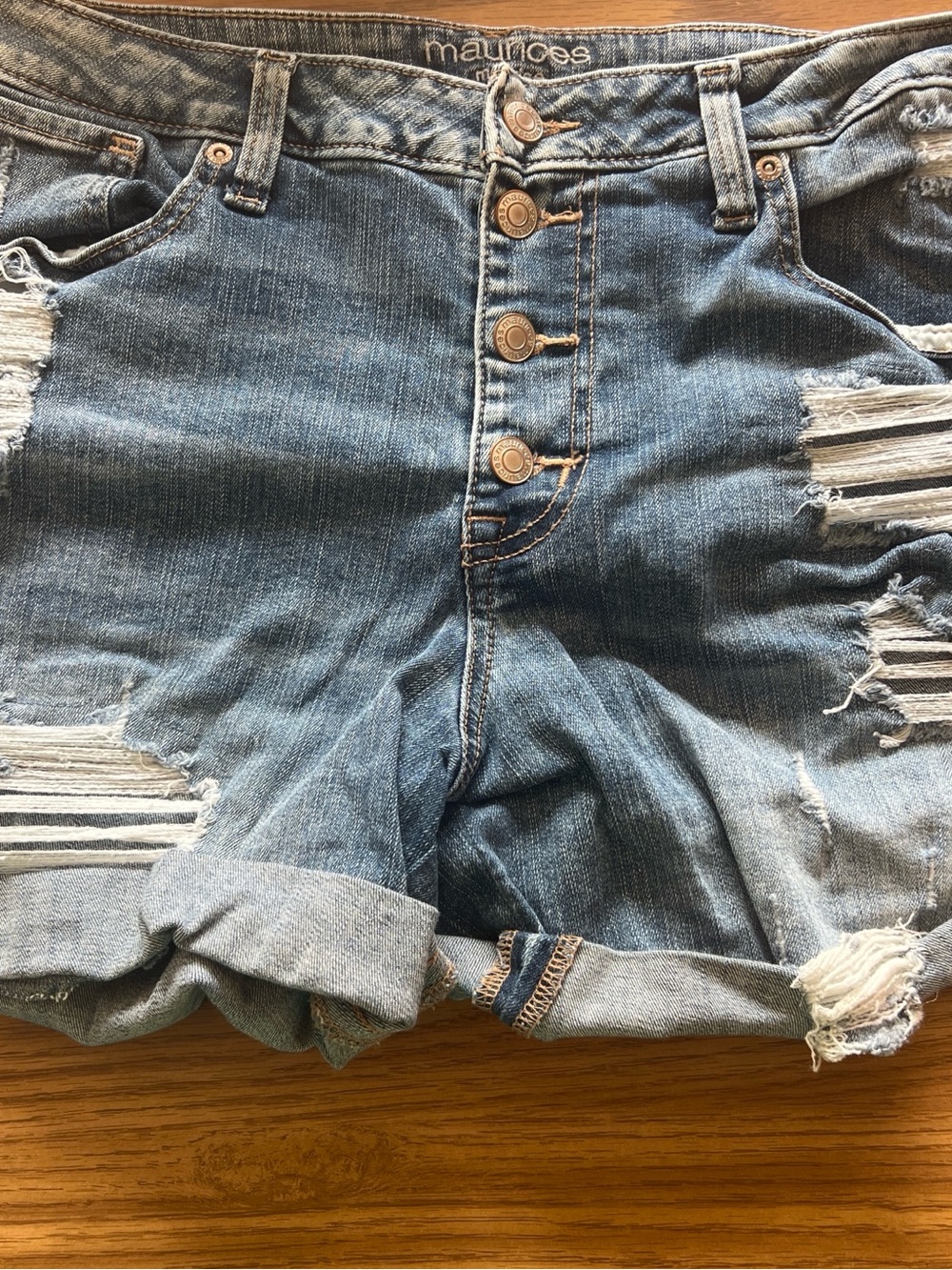 Maurices Light Blue Mid-Rise Denim Shorts
